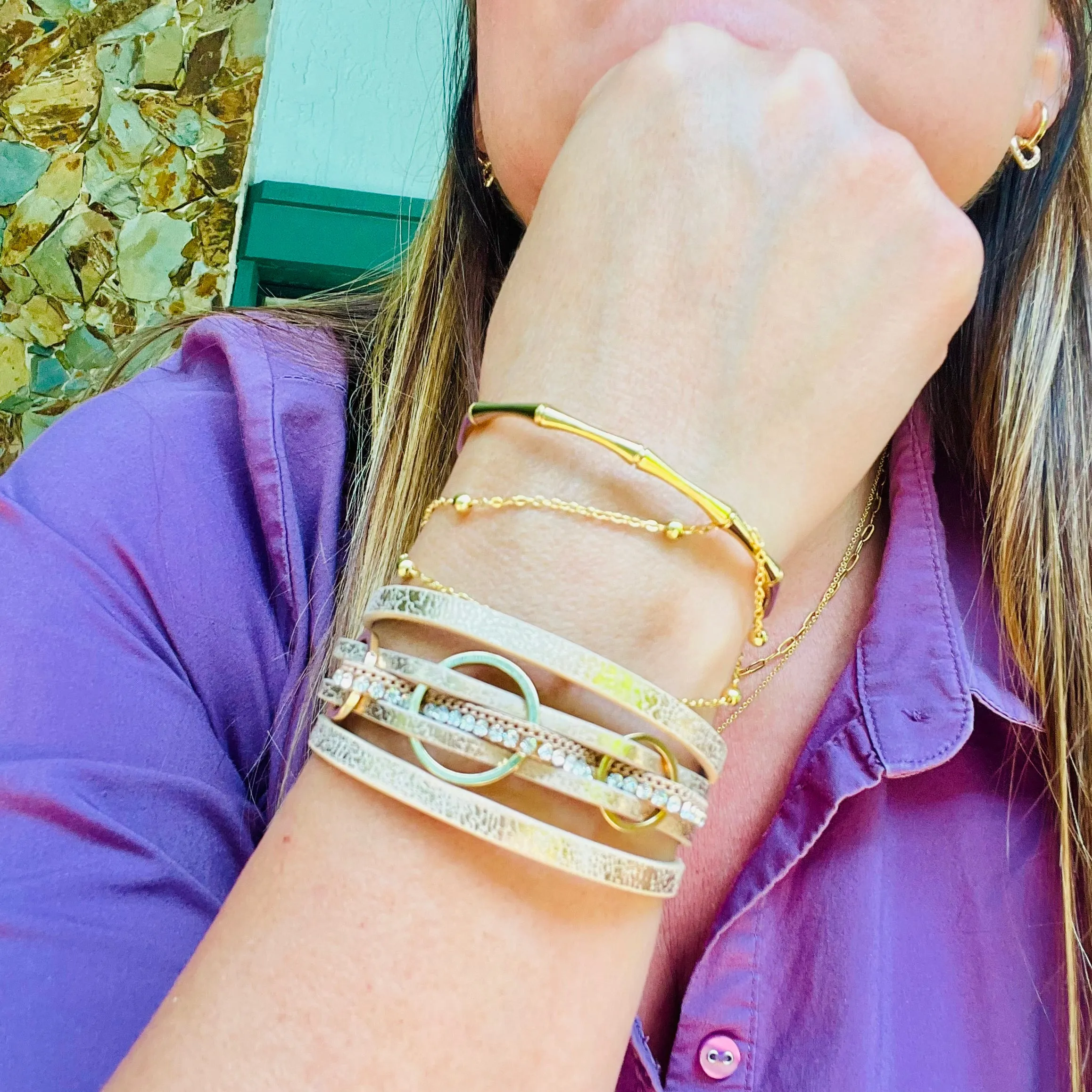 3 Ring Leather Magnetic Bracelet