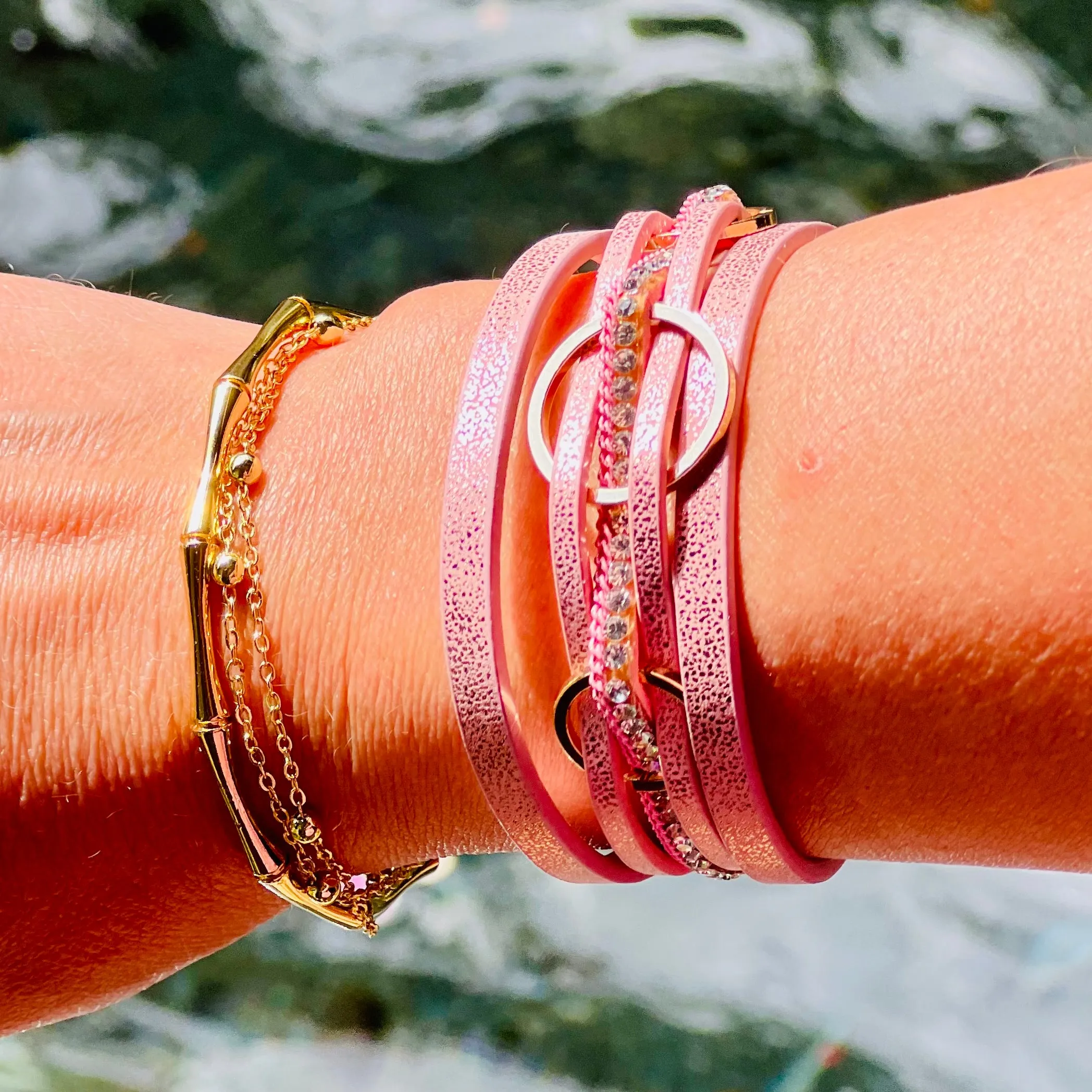 3 Ring Leather Magnetic Bracelet