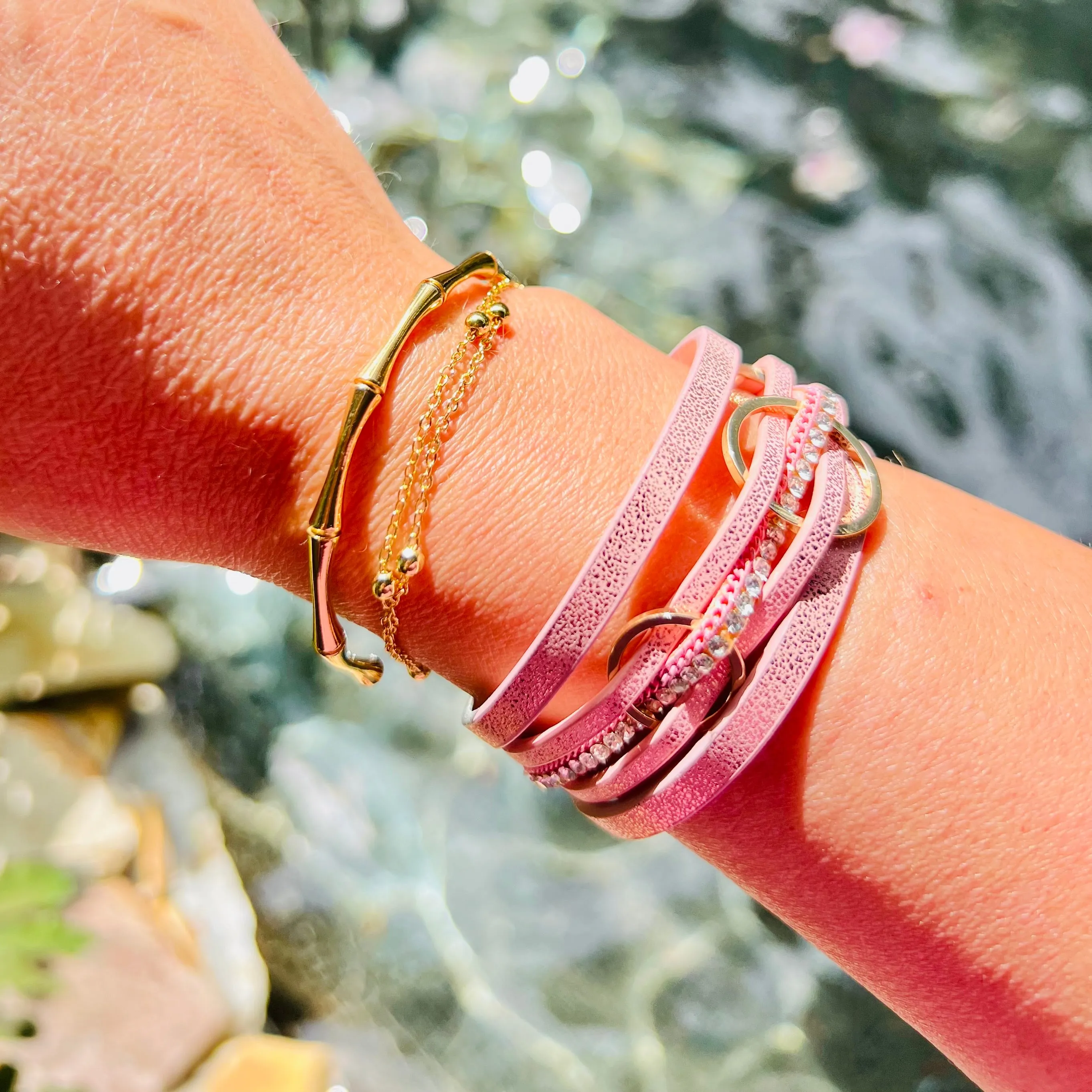 3 Ring Leather Magnetic Bracelet