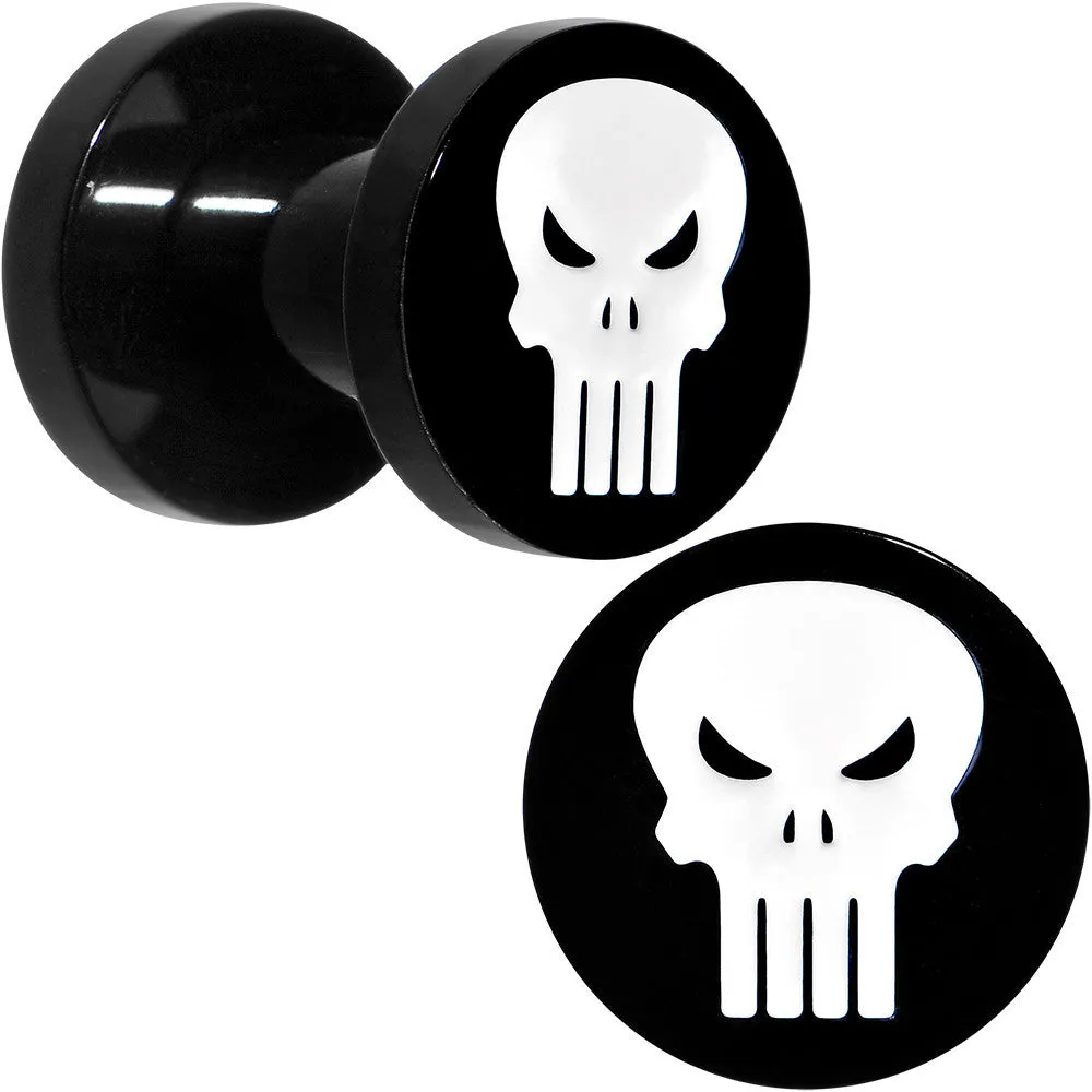 4 Gauge Black PVD Licensed The Punisher Logo Screw Fit Plug Set