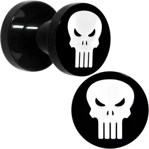 4 Gauge Black PVD Licensed The Punisher Logo Screw Fit Plug Set