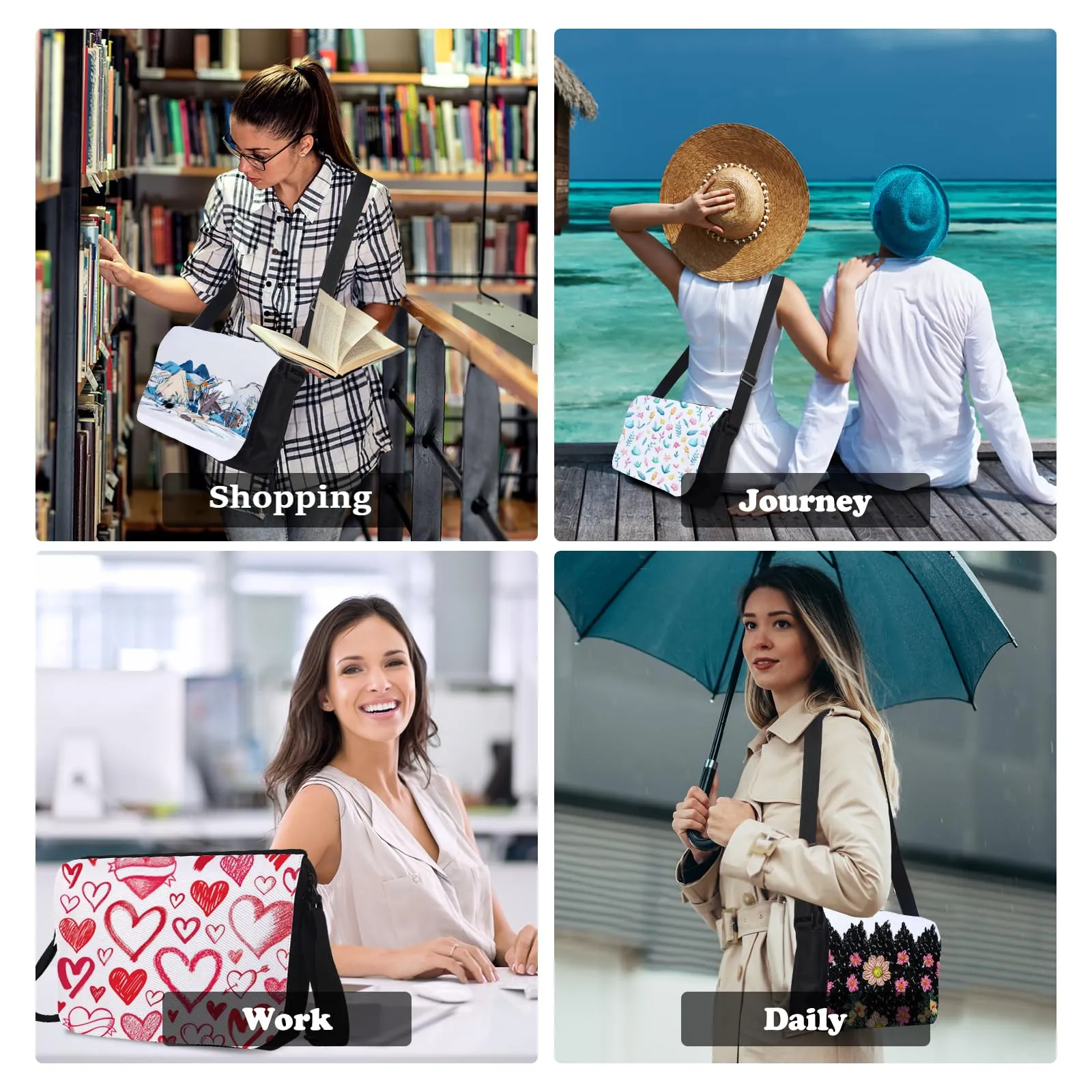 4PCS Sublimation Blanks Crossbody Bag,Sublimation Bags Messenger Bag Removable Transfer Design Sublimation Bags With Adjustable Shoulder Strap Crossbody and Shoulder DIY Gifts For Family and Friends