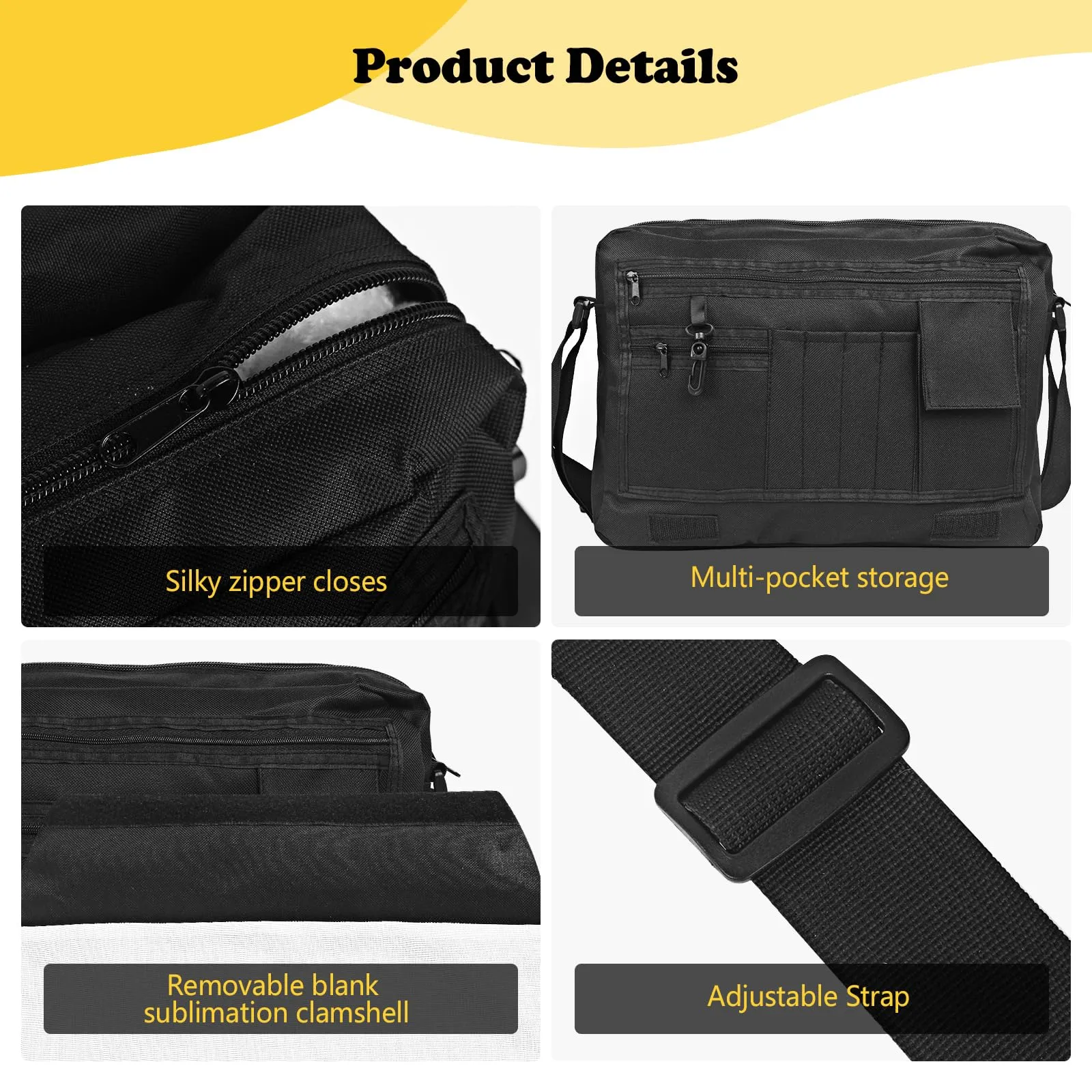 4PCS Sublimation Blanks Crossbody Bag,Sublimation Bags Messenger Bag Removable Transfer Design Sublimation Bags With Adjustable Shoulder Strap Crossbody and Shoulder DIY Gifts For Family and Friends