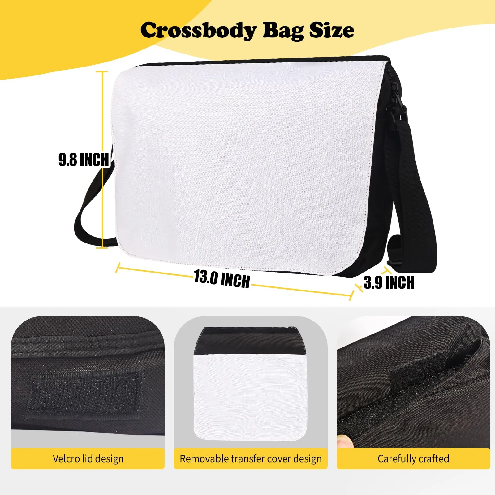 4PCS Sublimation Blanks Crossbody Bag,Sublimation Bags Messenger Bag Removable Transfer Design Sublimation Bags With Adjustable Shoulder Strap Crossbody and Shoulder DIY Gifts For Family and Friends