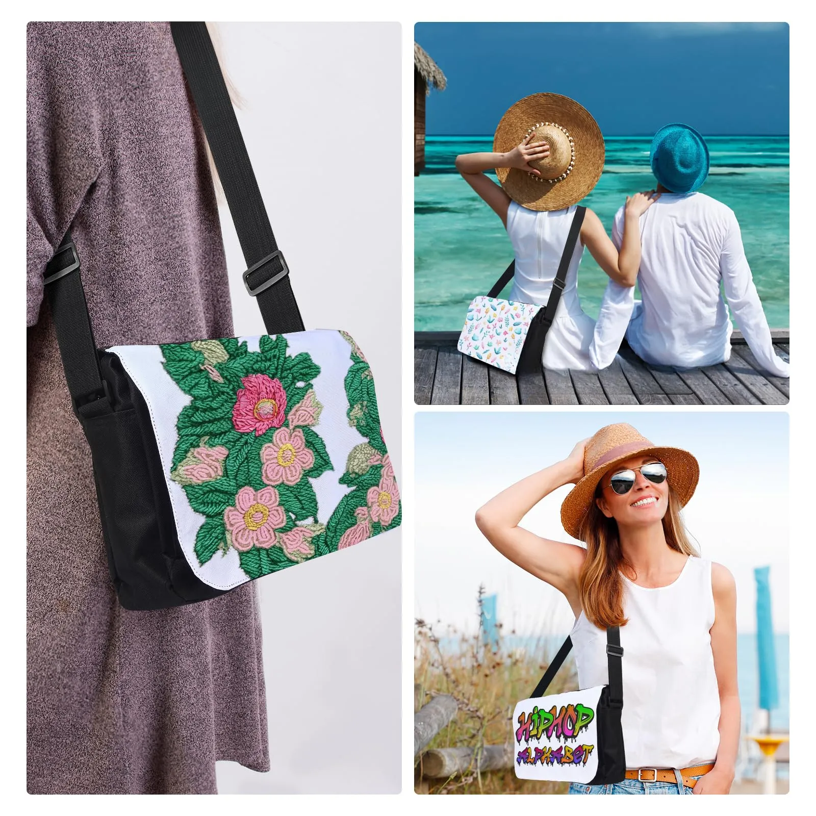 4PCS Sublimation Blanks Crossbody Bag,Sublimation Bags Messenger Bag Removable Transfer Design Sublimation Bags With Adjustable Shoulder Strap Crossbody and Shoulder DIY Gifts For Family and Friends