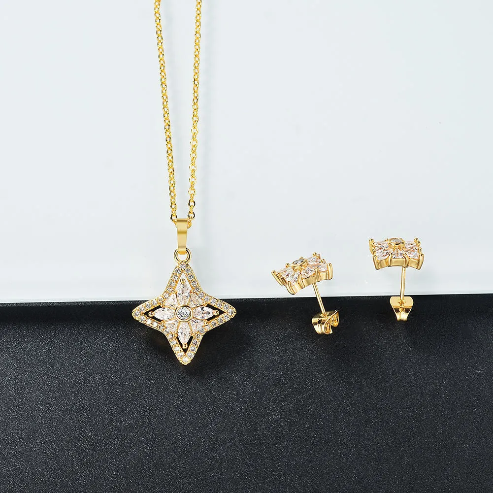 50% Discount Gold Necklace Jewelry Sets Gold Plated Earrings Crystal Jewelry For Ladies