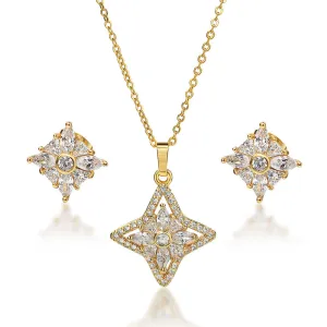 50% Discount Gold Necklace Jewelry Sets Gold Plated Earrings Crystal Jewelry For Ladies