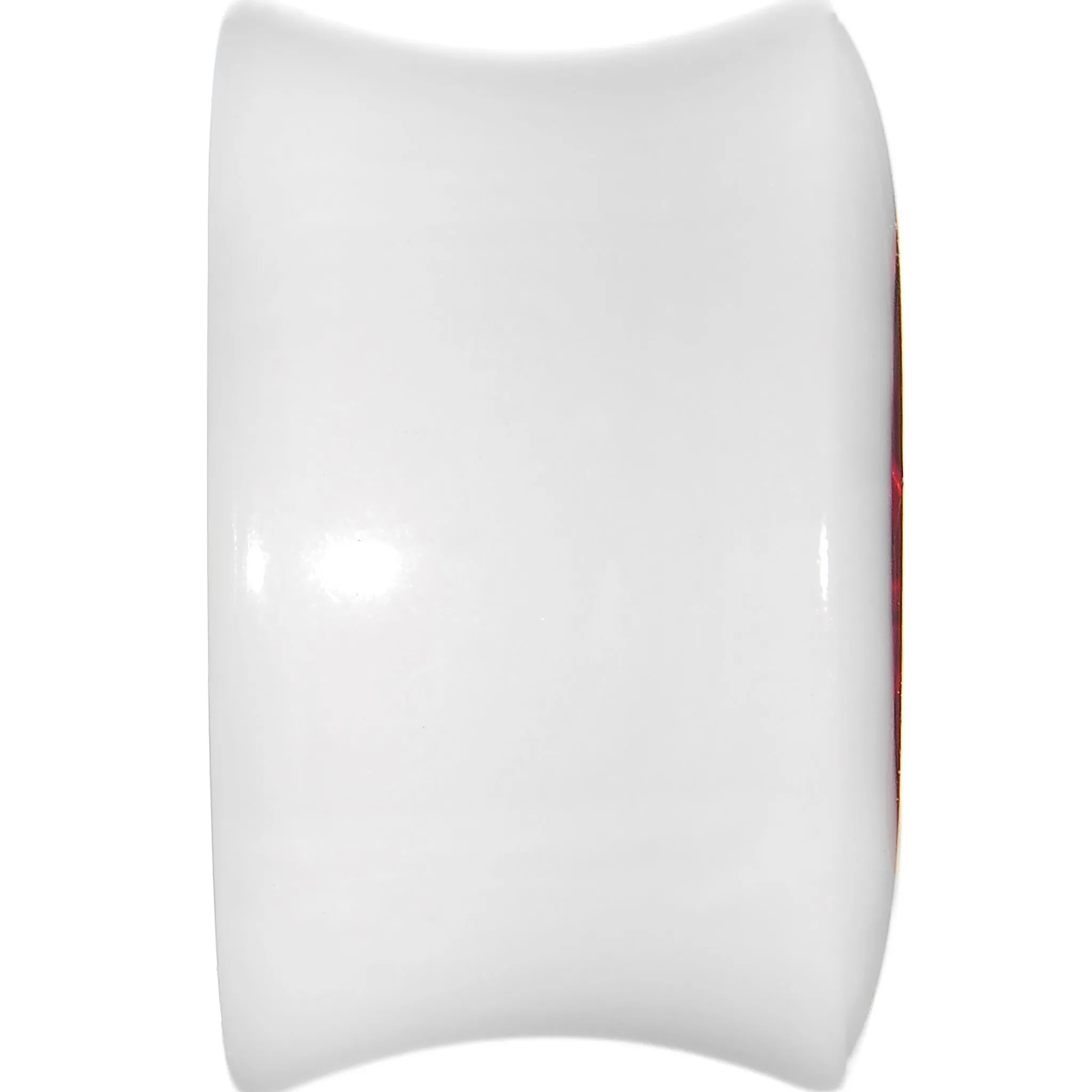 5/8 White Acrylic Red Metallic Rose Flower Plug