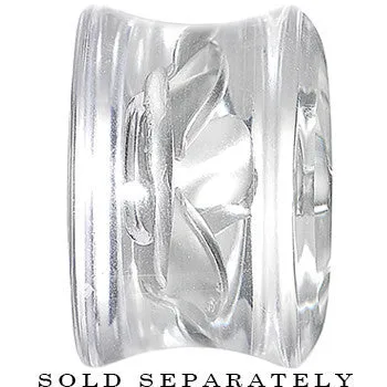 9/16 Clear Acrylic Floating Silver Metallic Rose Flower Plug