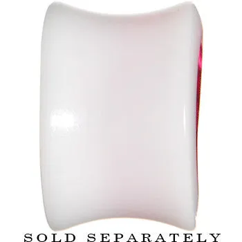 9/16 White Acrylic Pink Metallic Rose Flower Plug