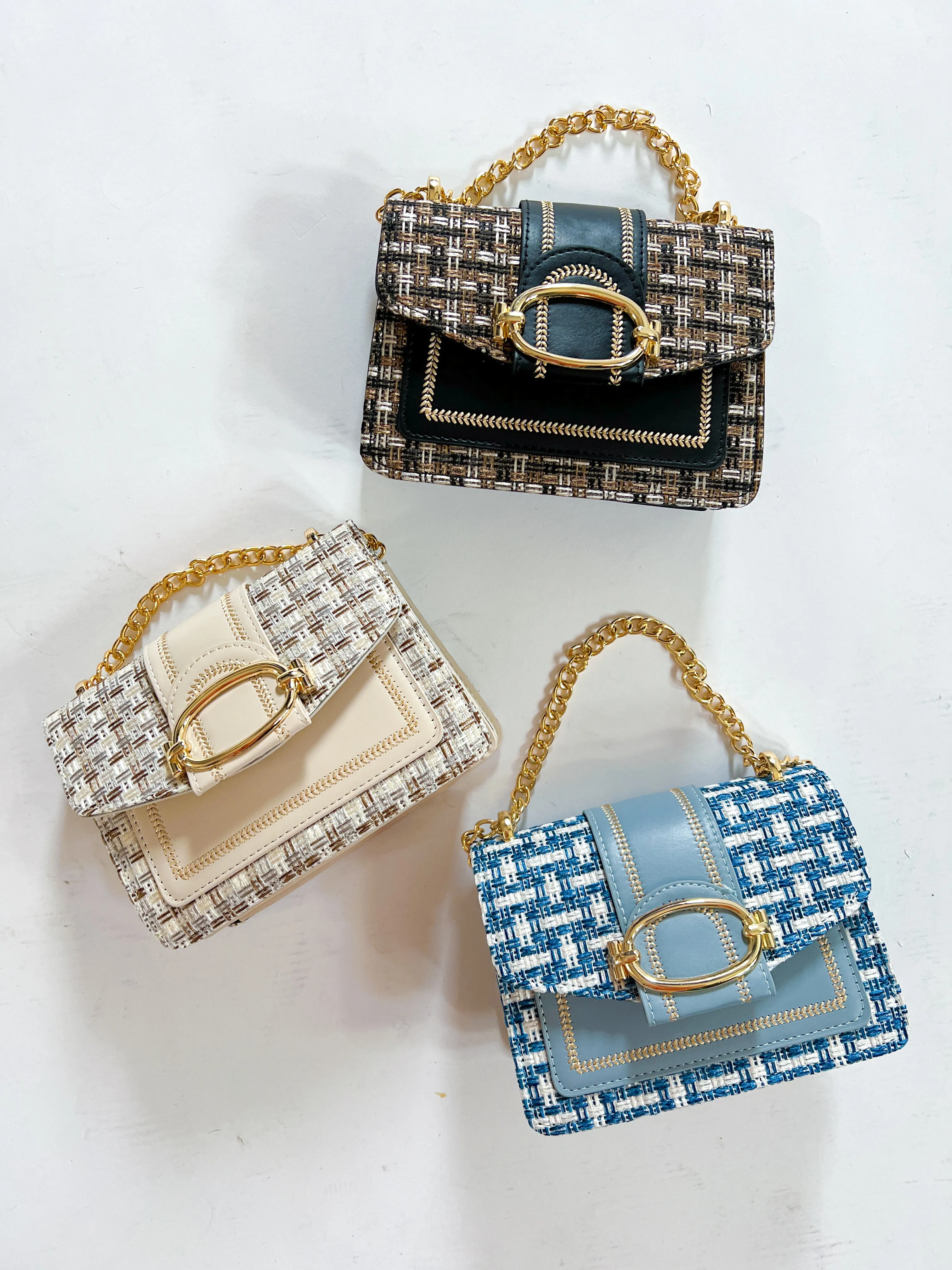Alloy Tweed Crossbody Bag