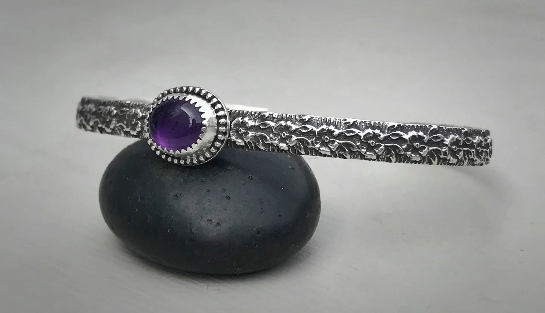 Amethyst Floral Cuff