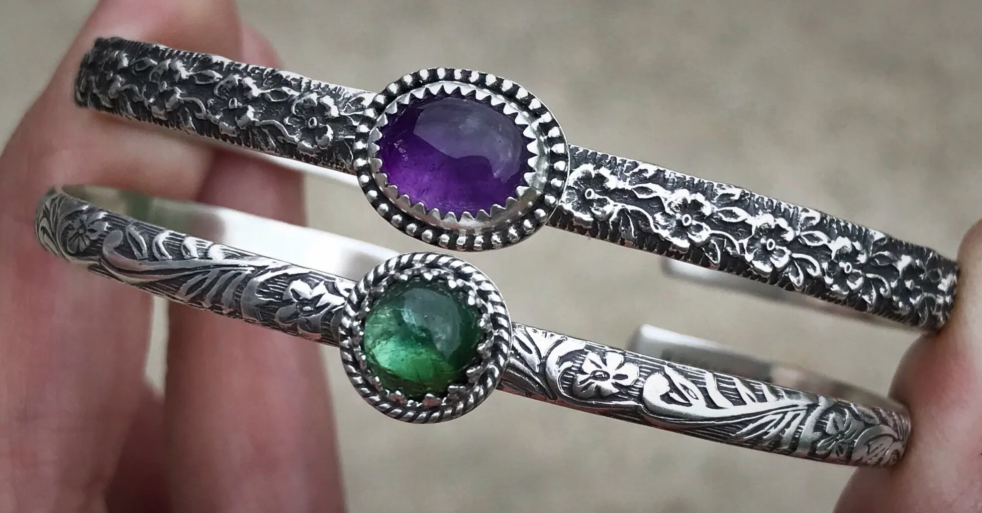 Amethyst Floral Cuff