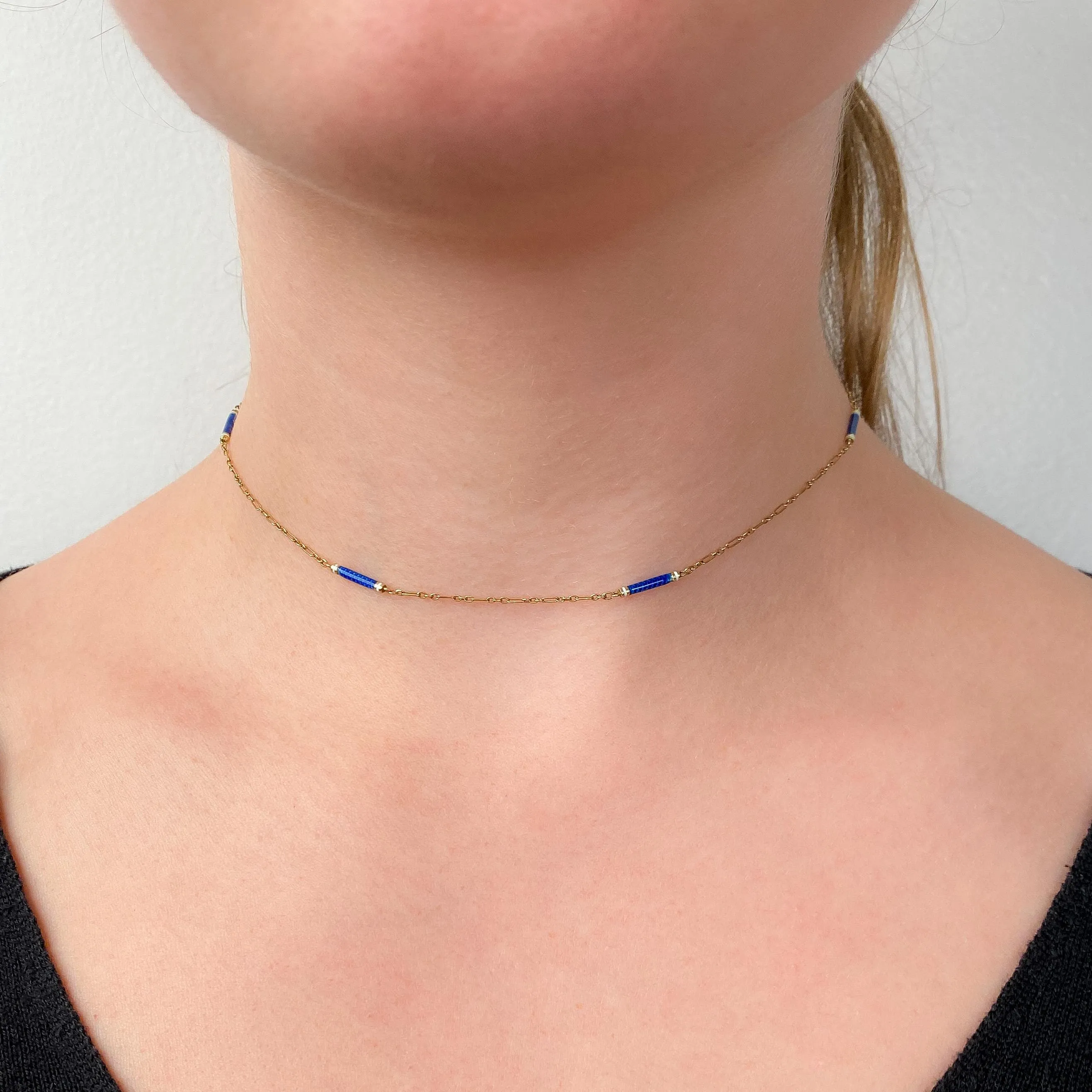 Antique Enamel Chain of 14k Gold