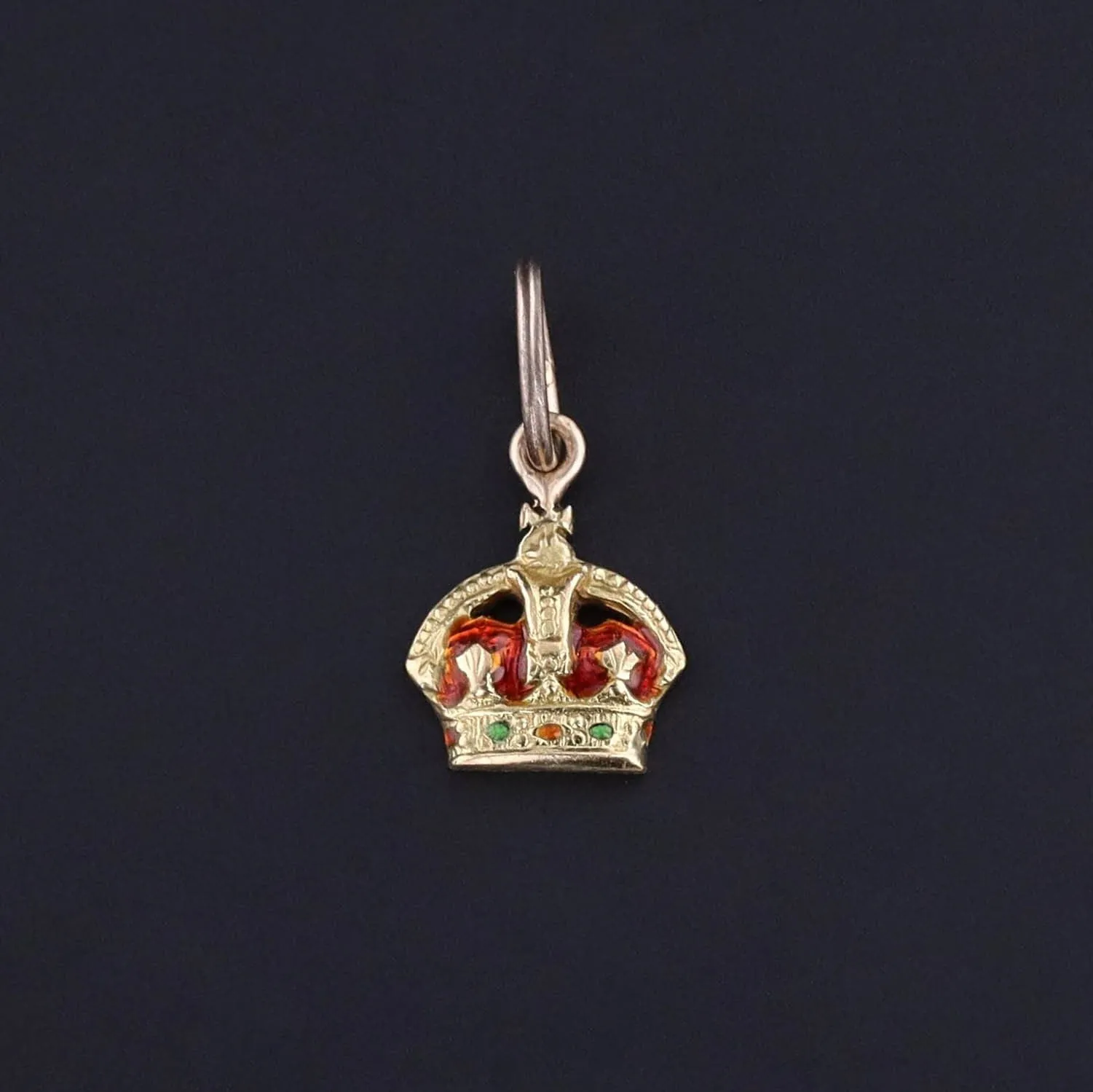 Antique Enamel Crown Charm of 15ct Gold