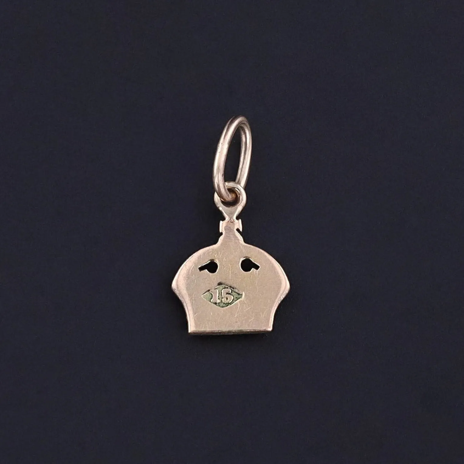 Antique Enamel Crown Charm of 15ct Gold