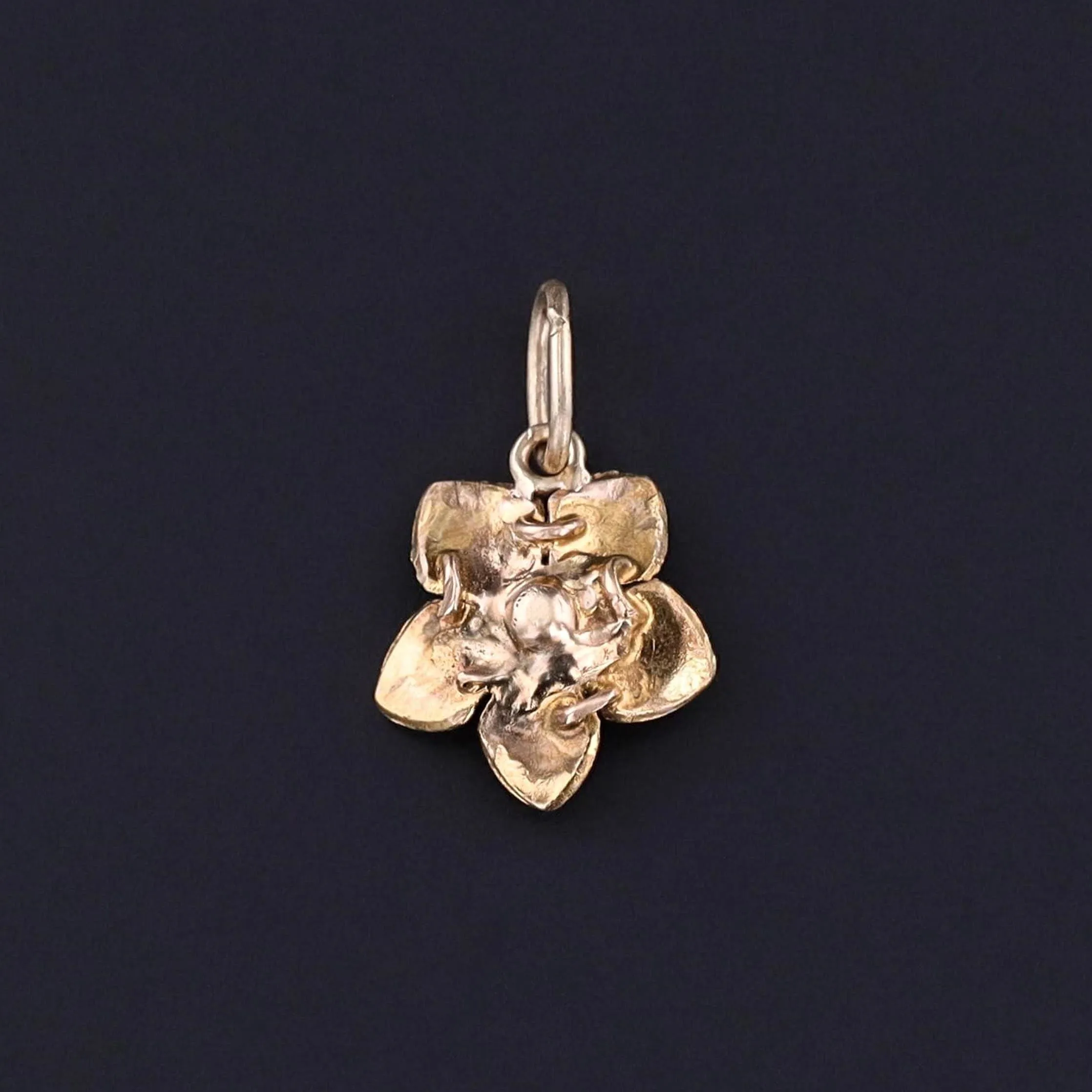Antique Enamel Flower Charm of 14k Gold
