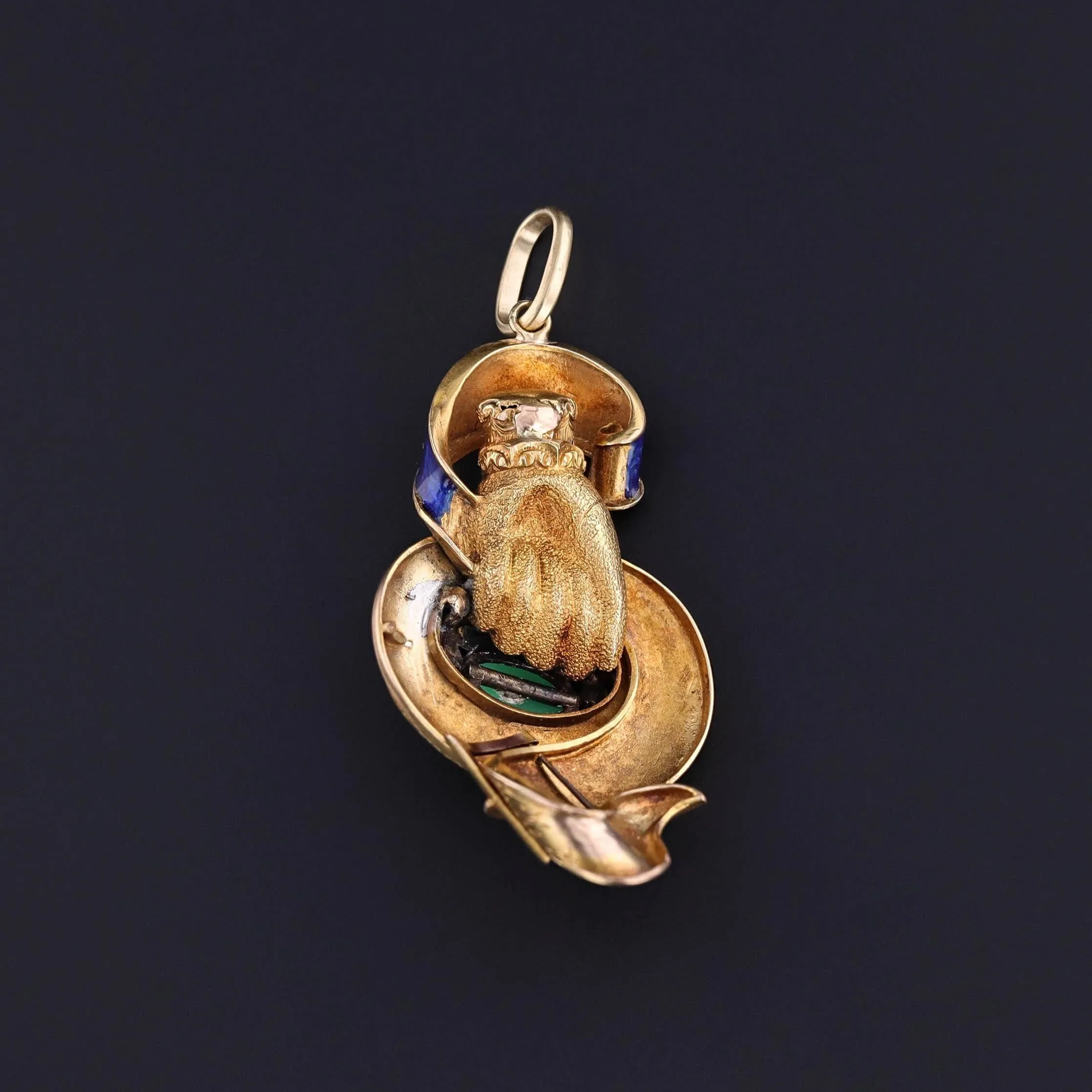 Antique Enamel Hand Pendant of 18k Gold