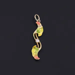 Antique Enamel Pendant of 14k Gold