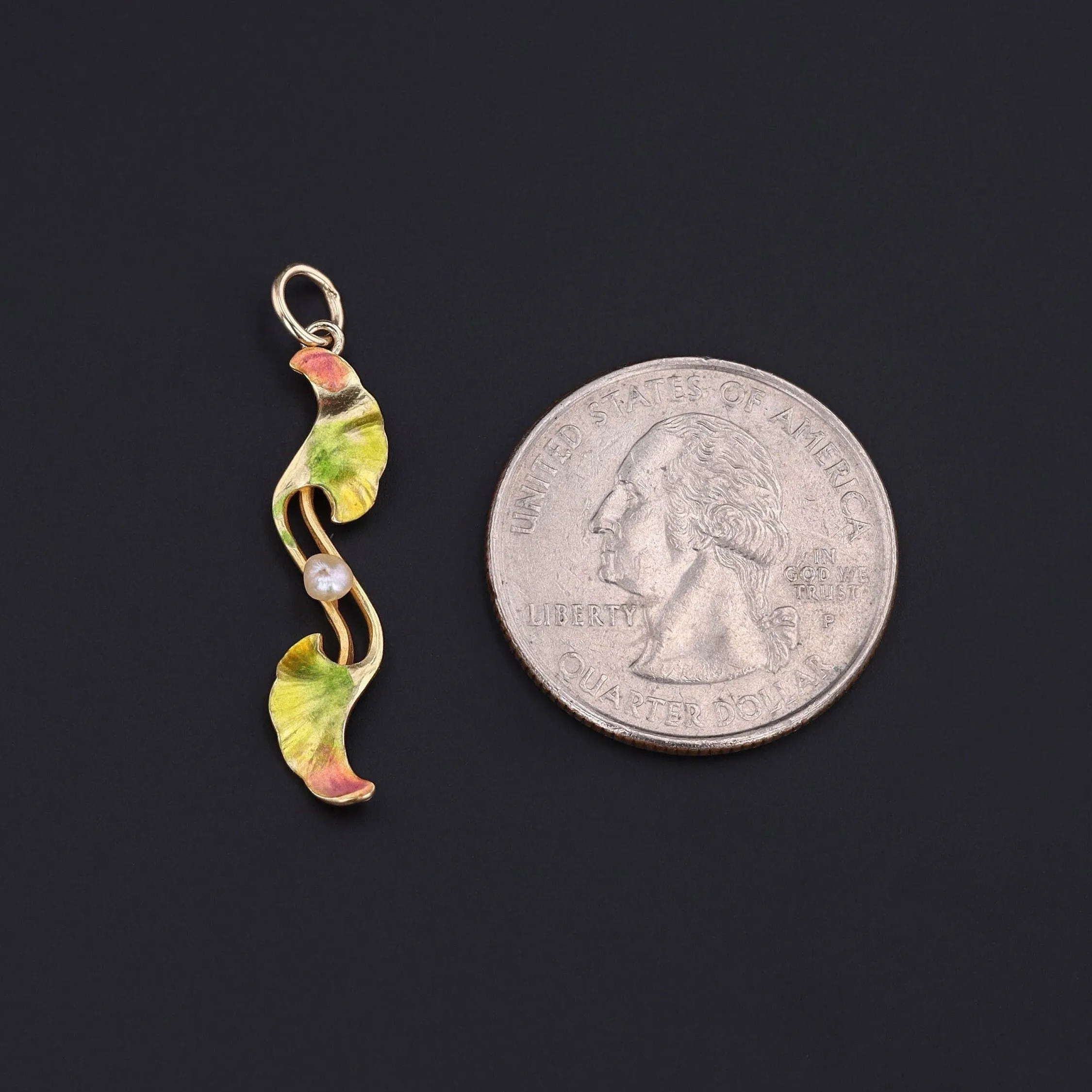 Antique Enamel Pendant of 14k Gold