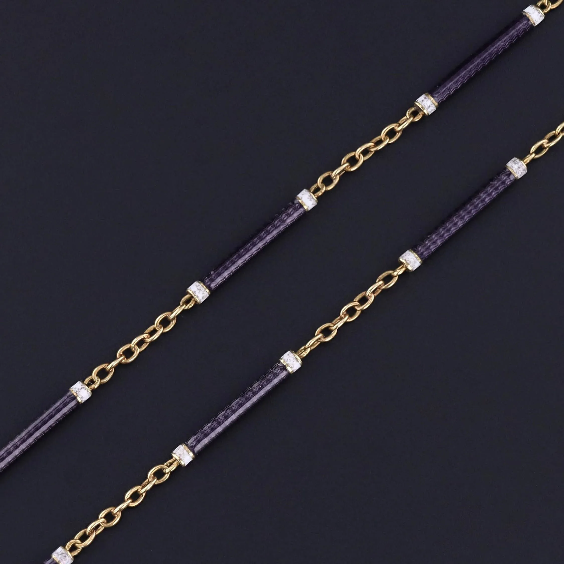 Antique Enamel Watch Chain of 18k Gold