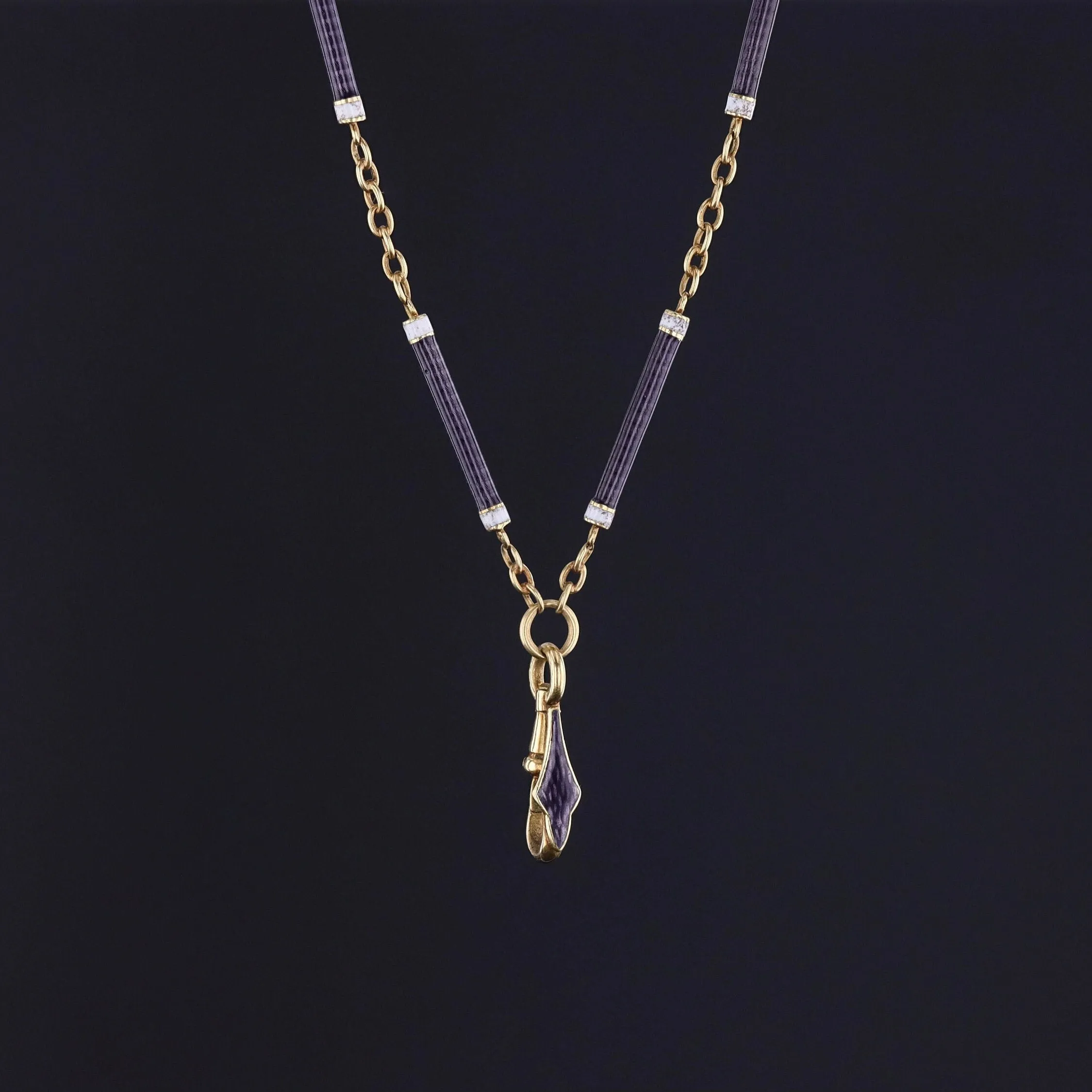 Antique Enamel Watch Chain of 18k Gold