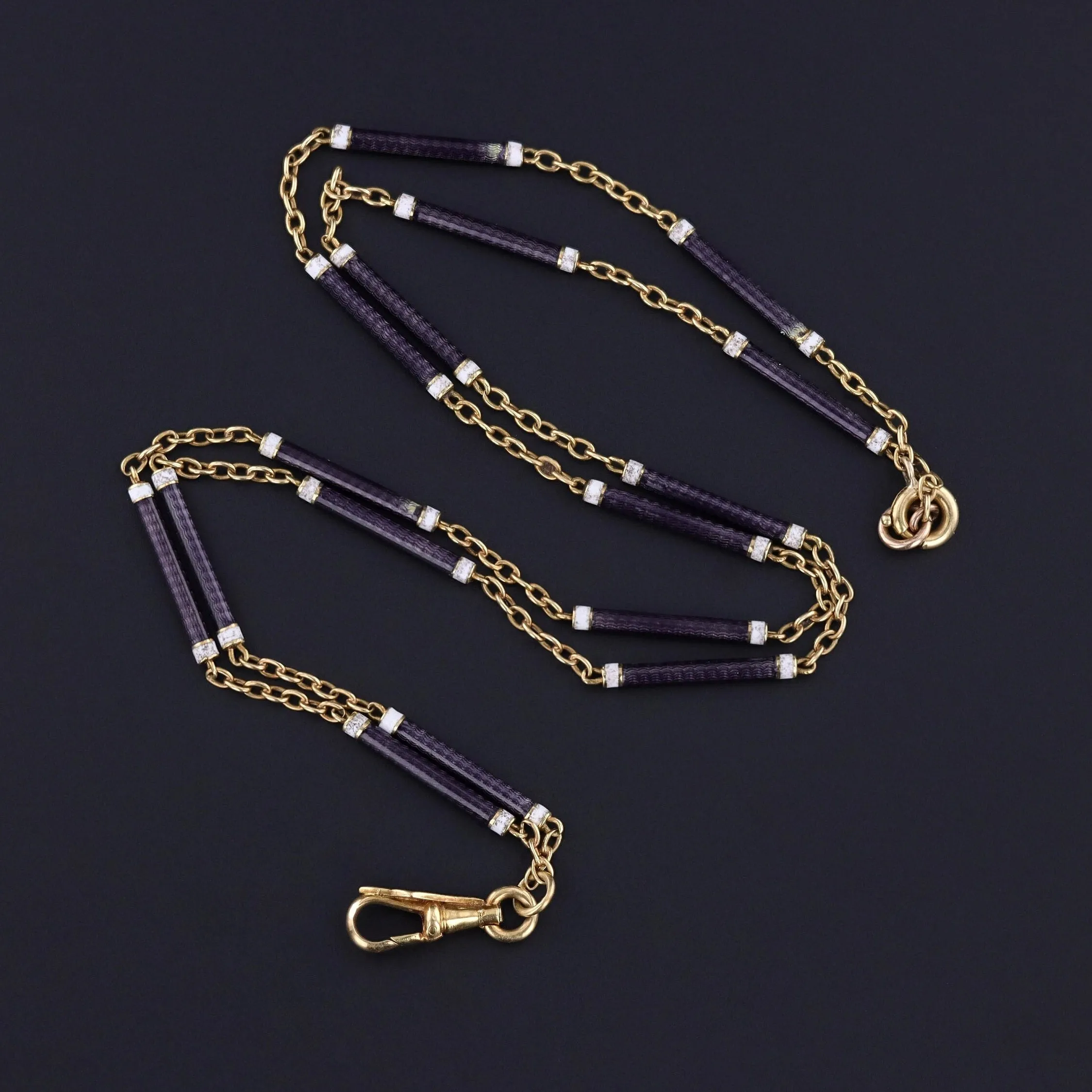 Antique Enamel Watch Chain of 18k Gold