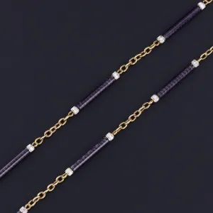 Antique Enamel Watch Chain of 18k Gold