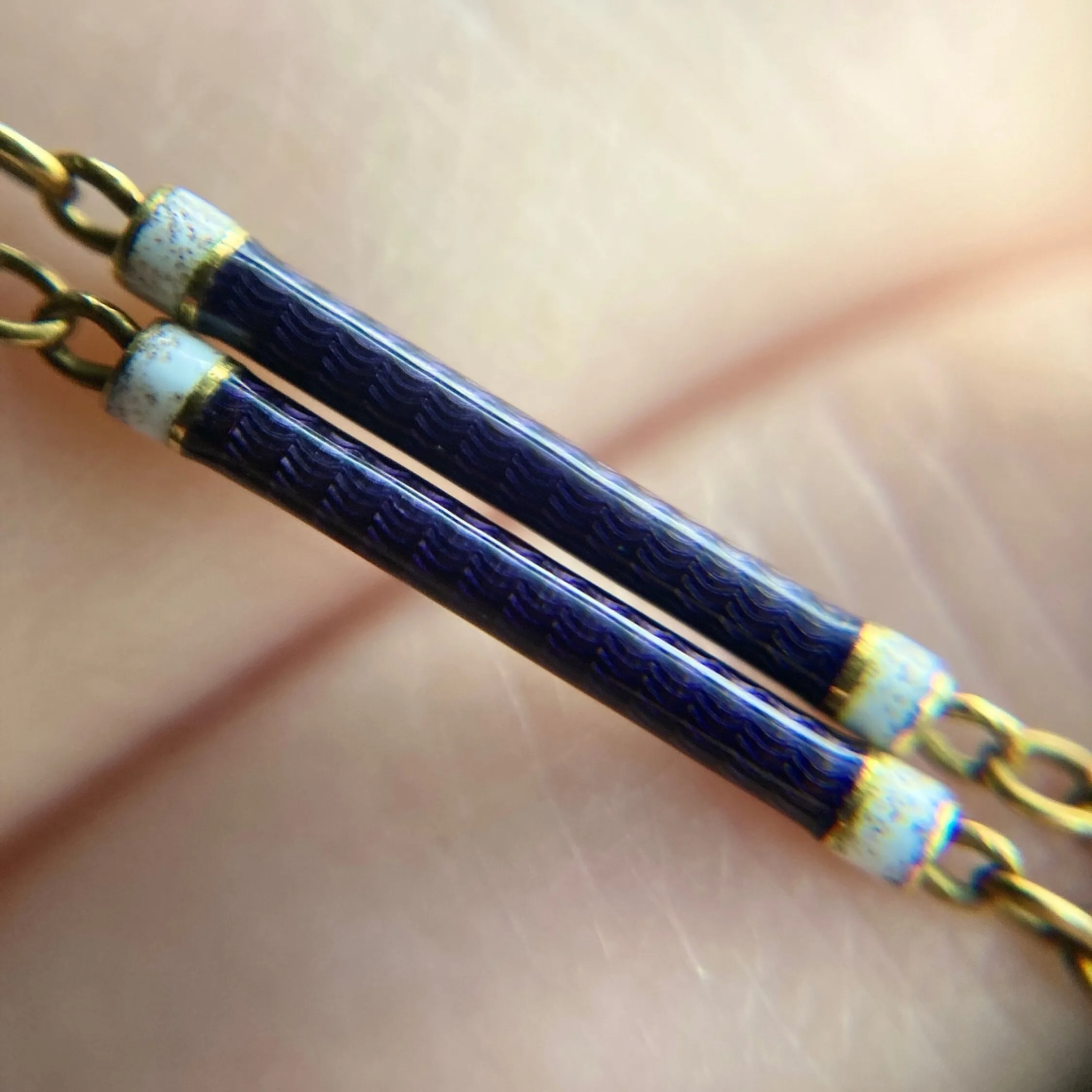 Antique Enamel Watch Chain of 18k Gold