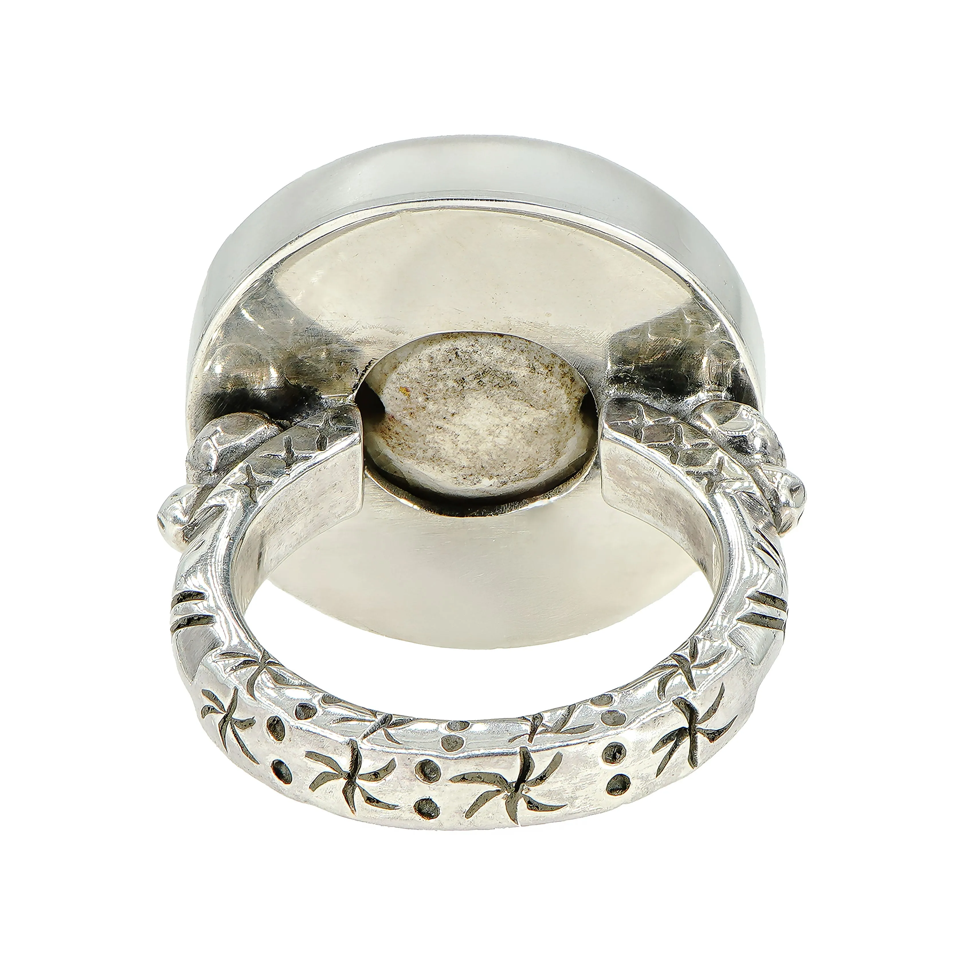 Antique Satsuma Floral Button Ring