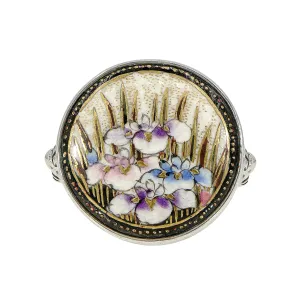 Antique Satsuma Floral Button Ring