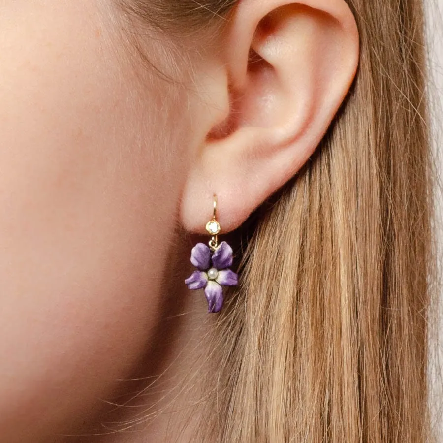 Antique Violet Conversion Earrings of 14k Gold