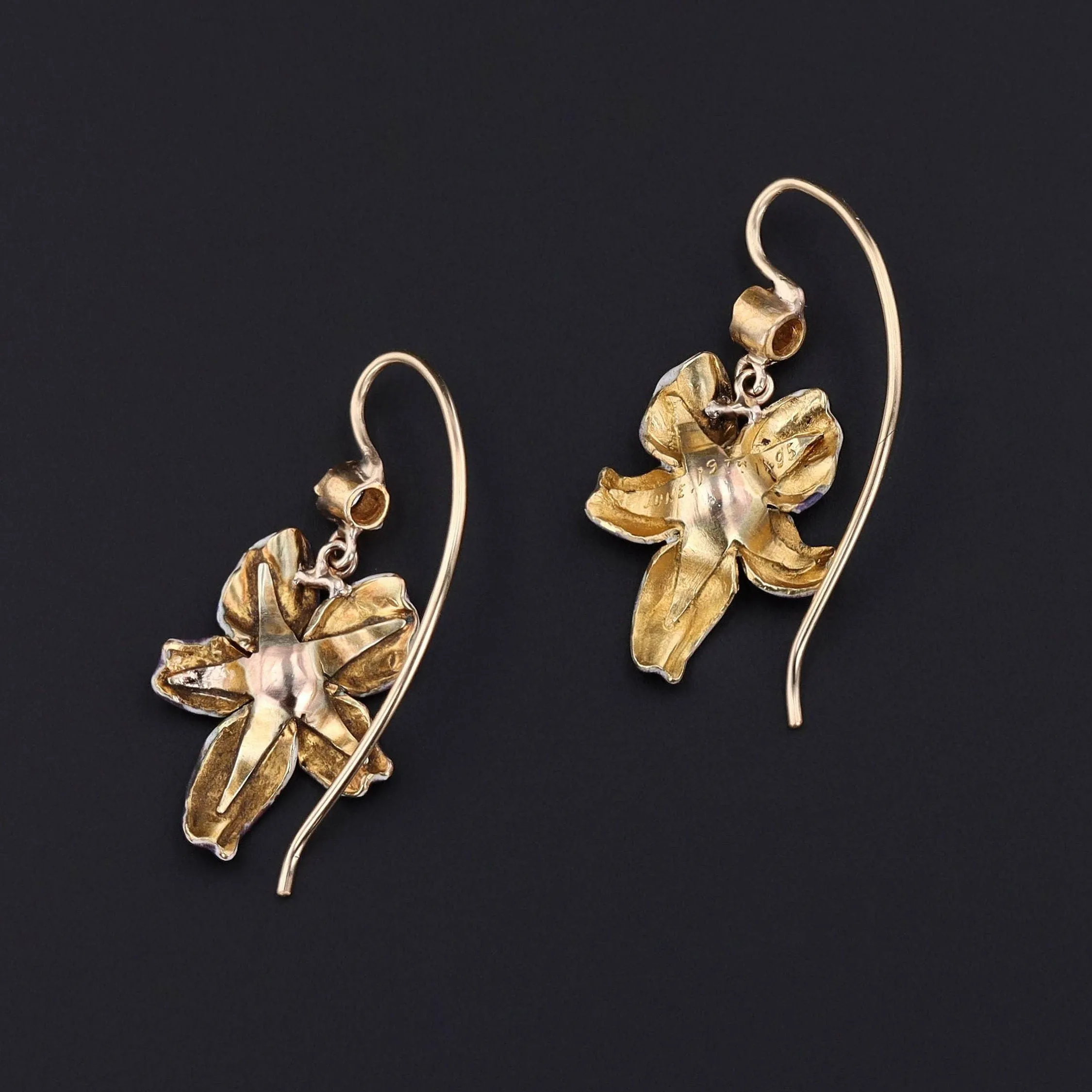 Antique Violet Conversion Earrings of 14k Gold