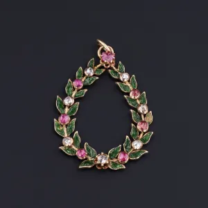 Antique Wreath Pendant | Ruby Diamond & Emerald Wreath Pendant