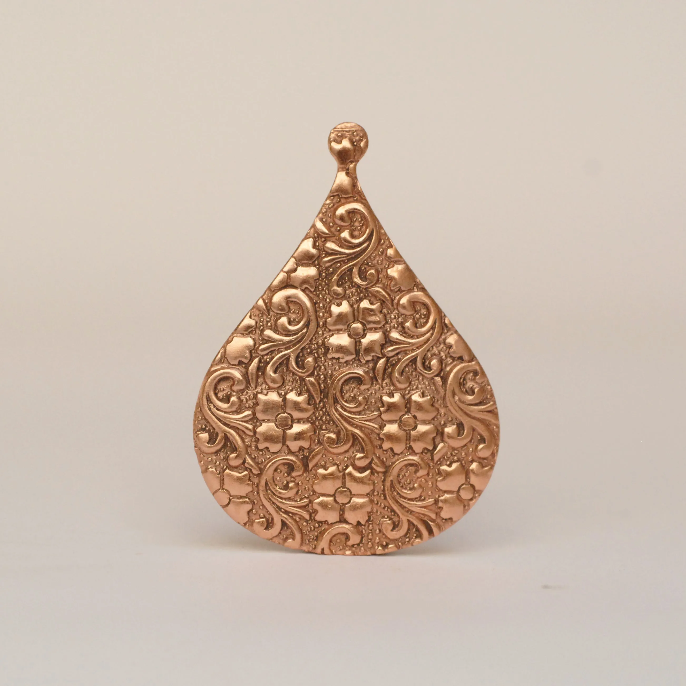 Arabic teardrop shape w/ batik floral texture metal blanks for earrings or for pendants