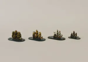 ARD025 Older Merchantmen (Long Beakheads), Two 26 Gun, One 6 Gun, and One 4 Gun