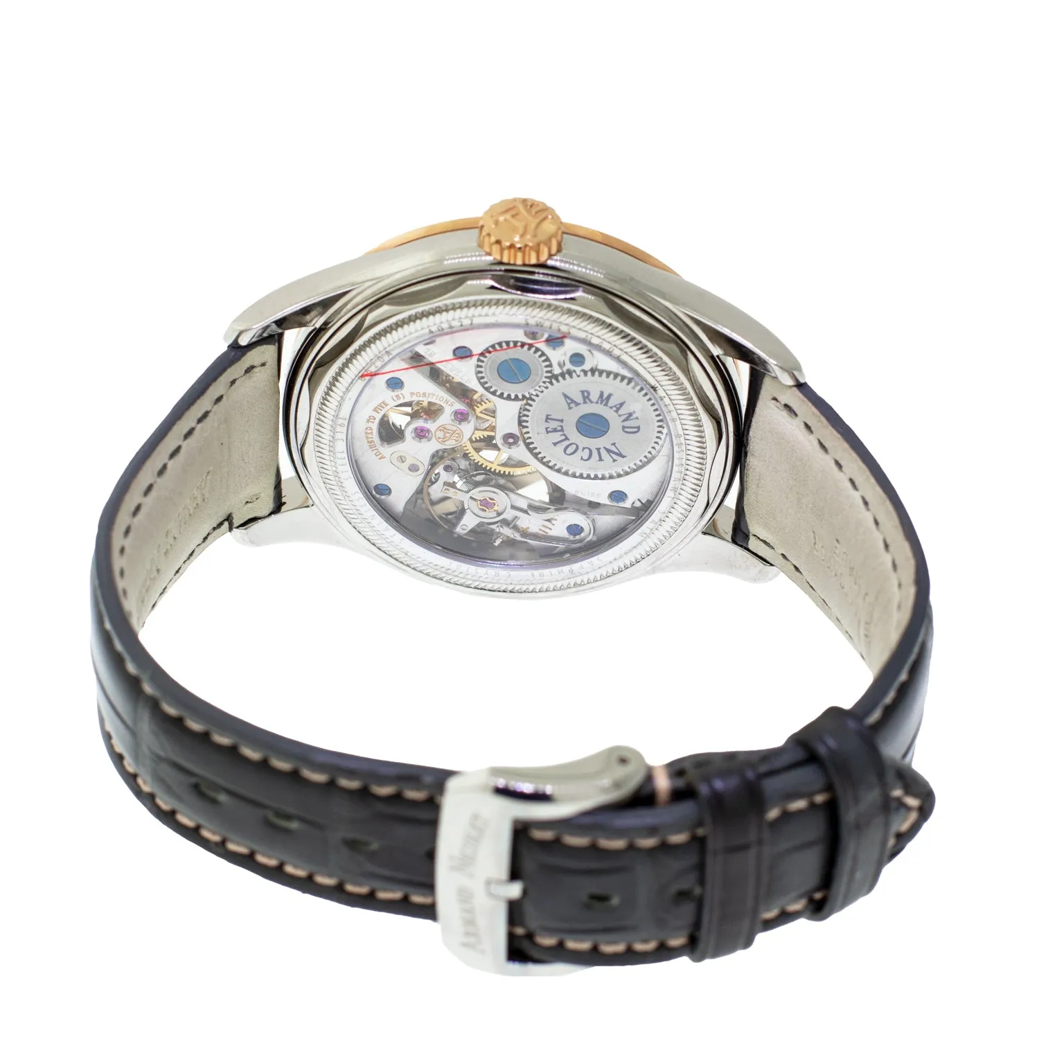 Armand Nicolet L08 43mm Stainless Steel and Rose Gold Grey Dial 8620A-GR-P713GR2