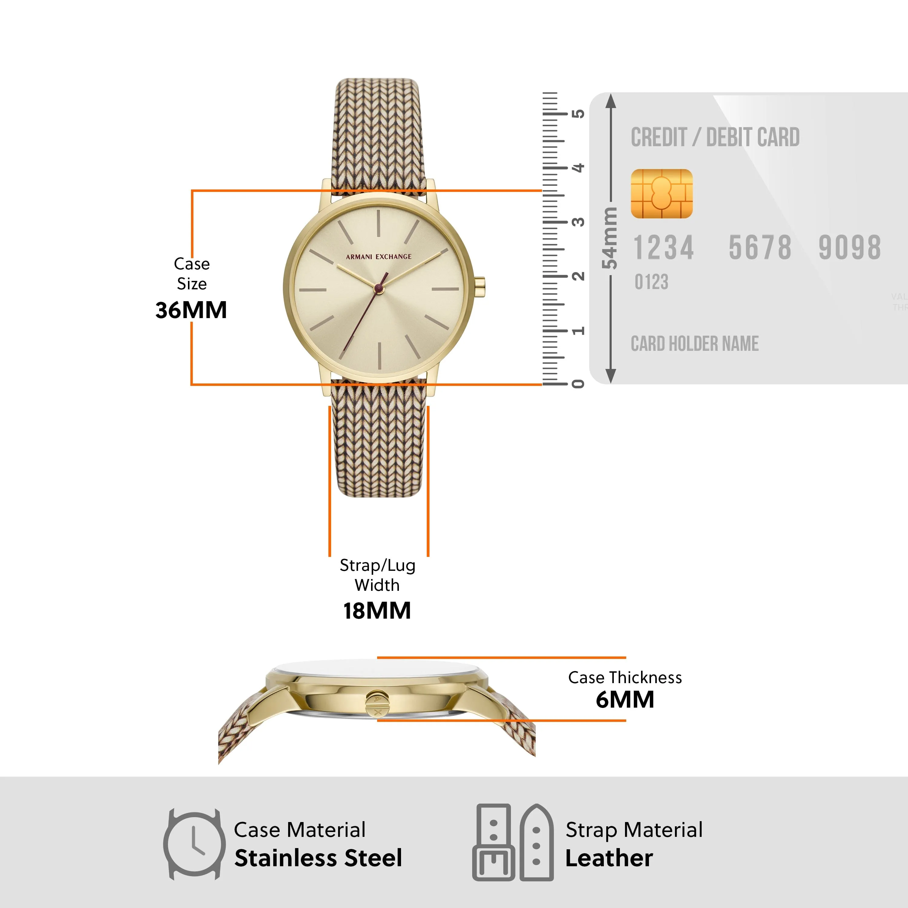 Armani Exchange Three-Hand Brown Leather Watch AX5594