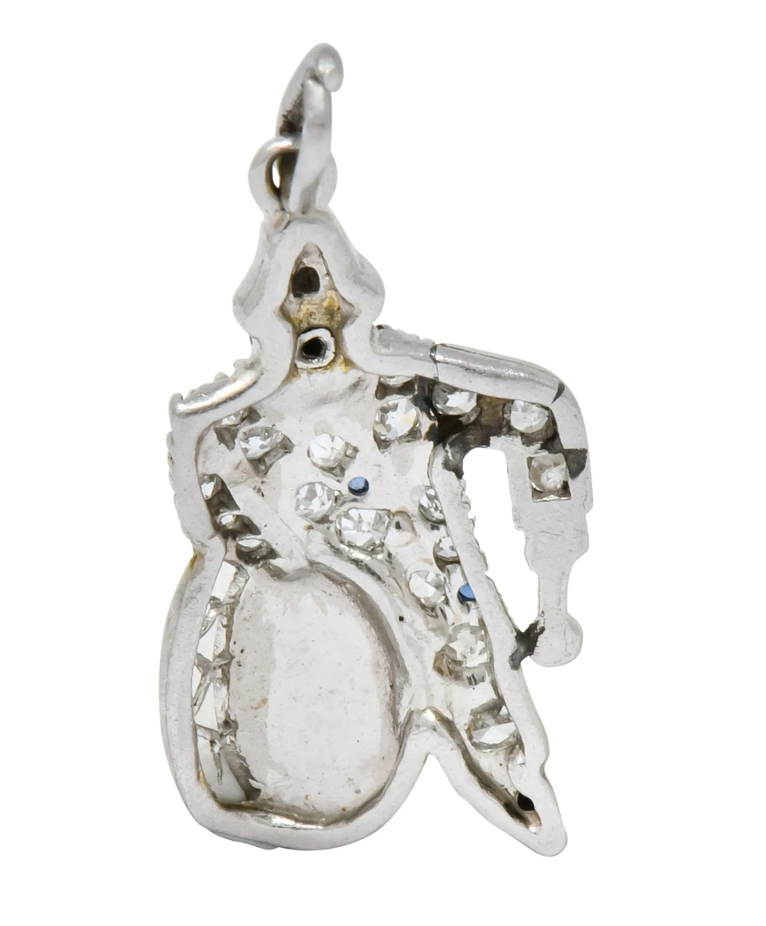 Art Deco Enrico Caruso Diamond Enamel Sapphire Platinum Drummer Charm