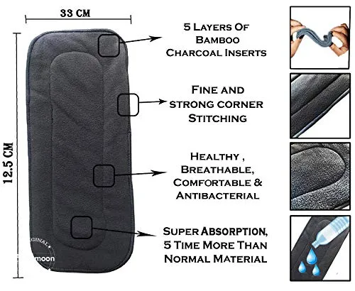 Babymoon 1 Cloth Diaper with 2 5Layers Grey Insert Premium Adjustable Reusable Cloth Diaper | Red Baseball