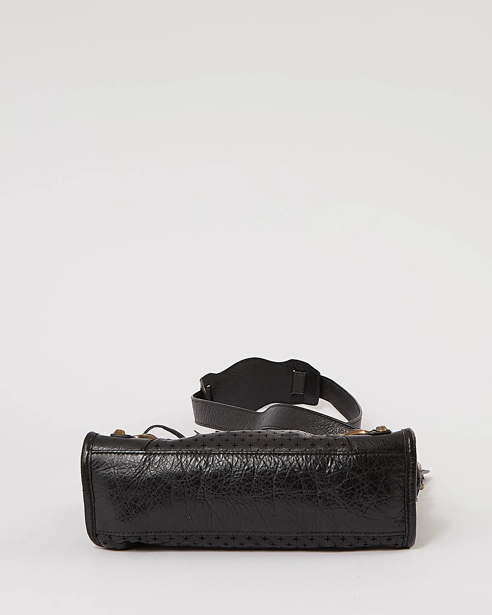 Balenciaga Black Perforated Leather Mini City Bag