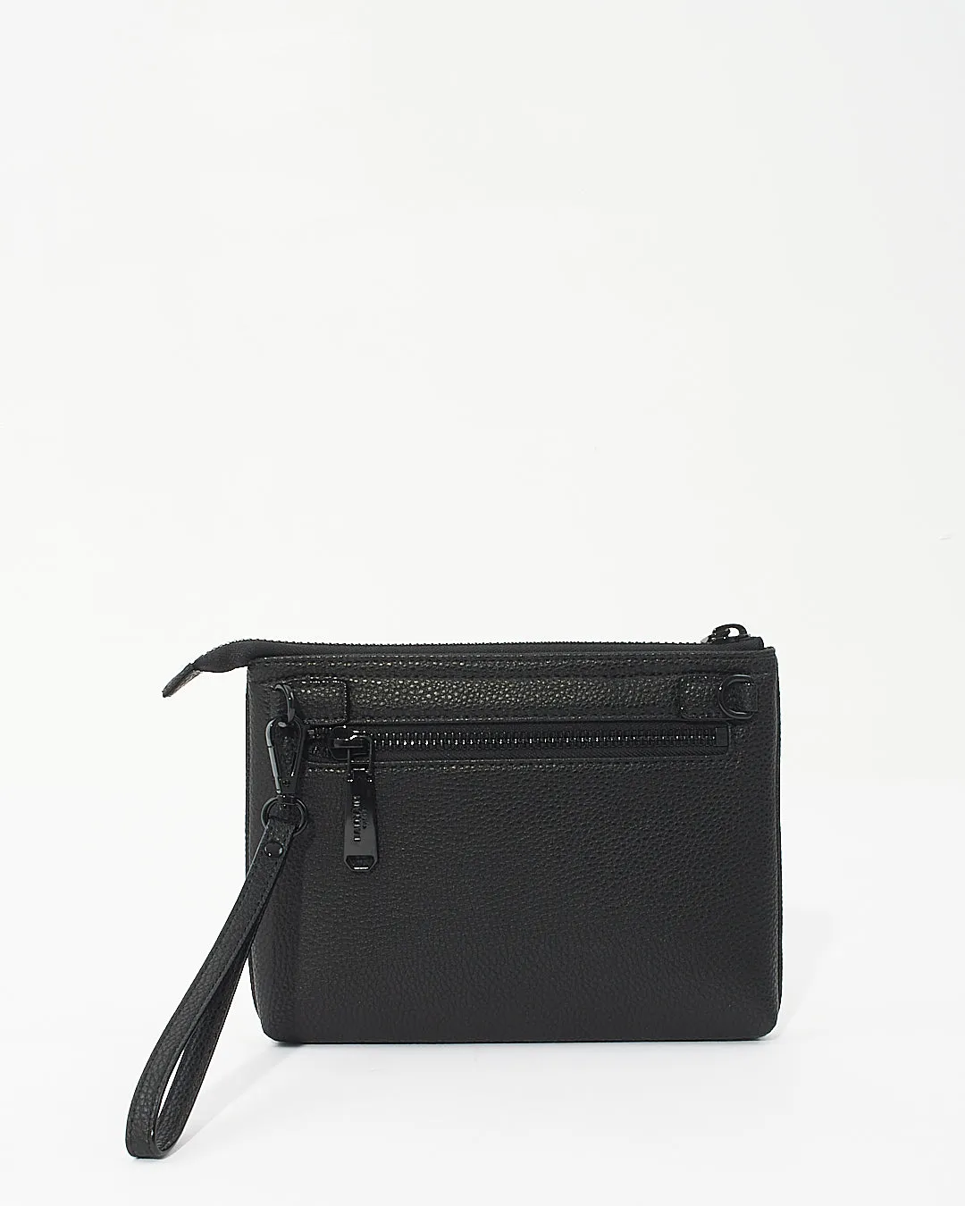 Balmain Black Leather Logo Pouch Clutch