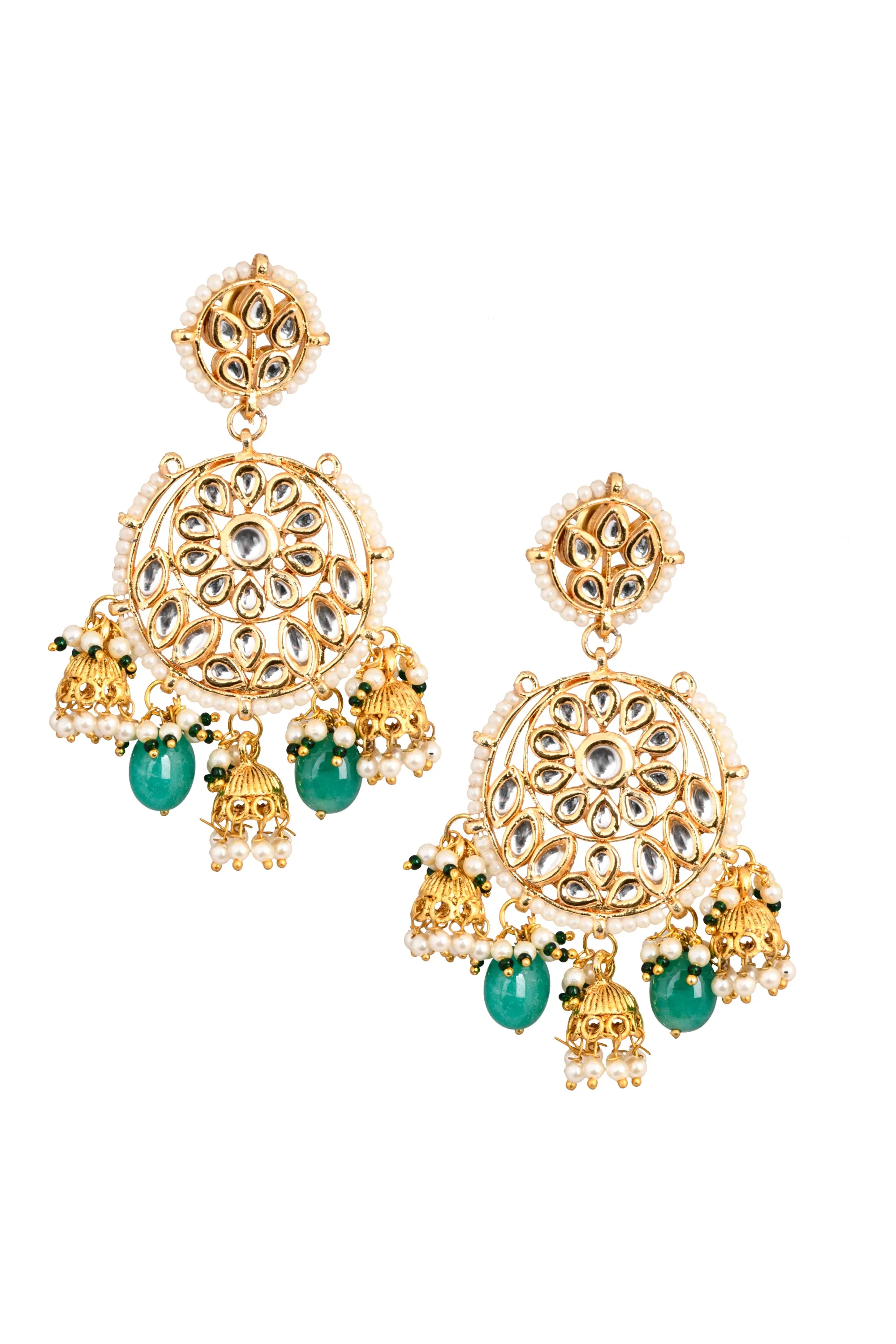 Beautiful Floral Kundan Earrings with Hanging