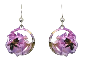 Bee Floral earrings,  Stainless Steel, Sterling Silver Earwires, #2535
