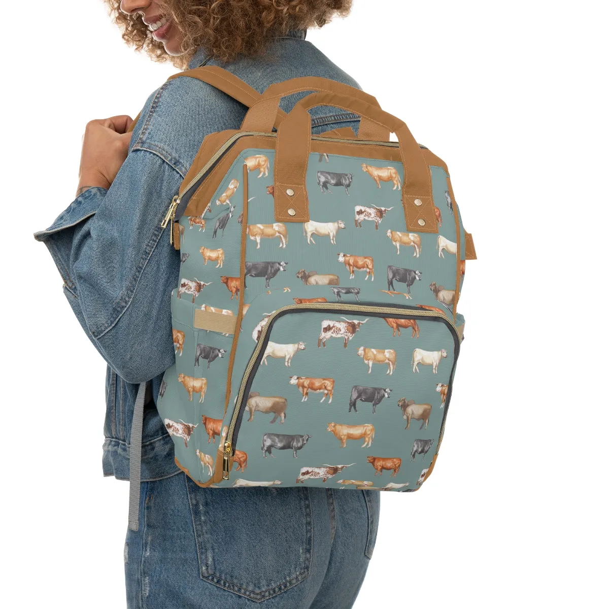 Beef Cows Diaper Bag in Denim
