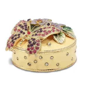 Bejeweled Pewter FLORIAN Butterfly & Floral Box Trinket Box Design