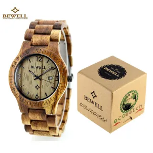 BEWELL Men Watch Top Brand Wood Watches Men Waterproof Luminous Clock Men Women Wooden Wristwatch Relogio Feminino Masculino