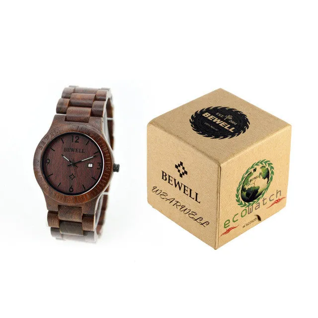 BEWELL Men Watch Top Brand Wood Watches Men Waterproof Luminous Clock Men Women Wooden Wristwatch Relogio Feminino Masculino