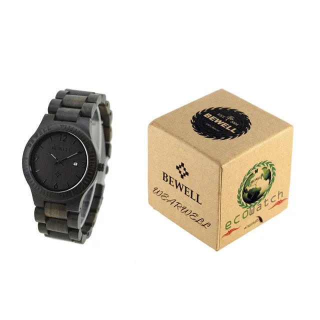BEWELL Men Watch Top Brand Wood Watches Men Waterproof Luminous Clock Men Women Wooden Wristwatch Relogio Feminino Masculino