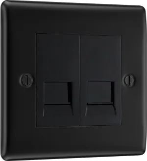 BG NFBBTM2 Nexus Metal Double Master Telephone Socket - Matt Black   Black Rocker